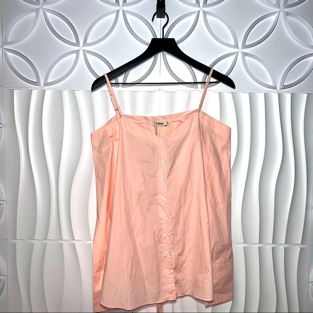 Essue NWT Button Down Blouse with Open Crop Back